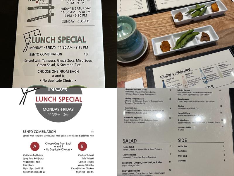 NOA Sushi Menu