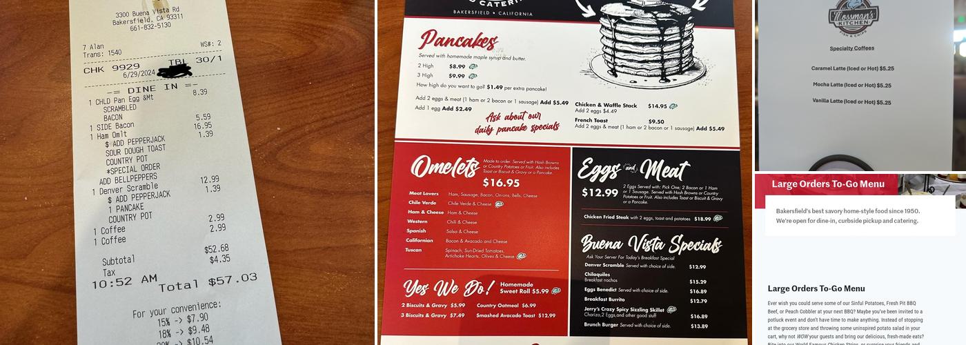 Mossmans Kitchen Menu