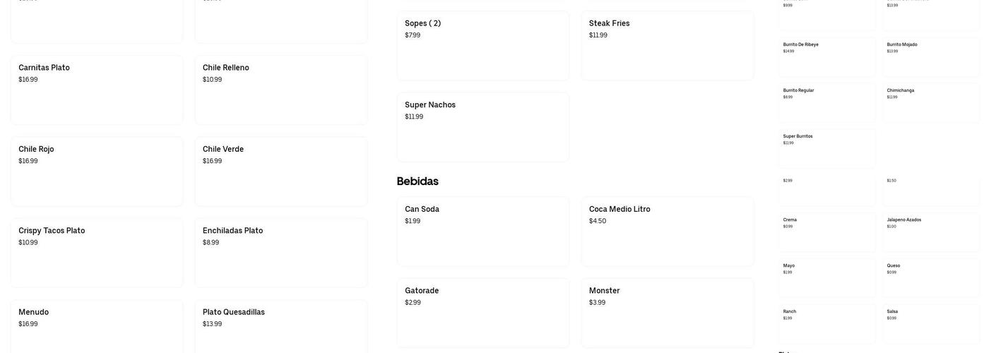 El Templo del Taco Menu