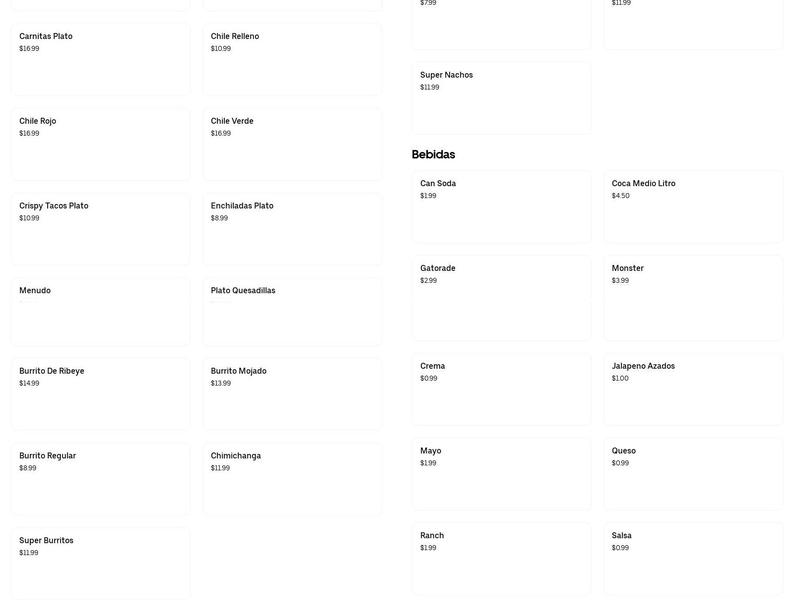 El Templo del Taco Menu