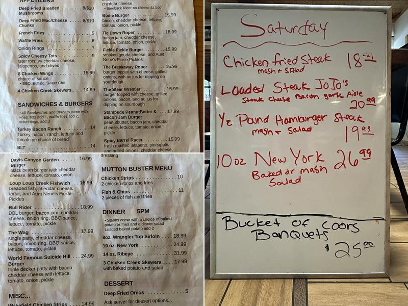 Wagon Wheel Bar & Grill Menu