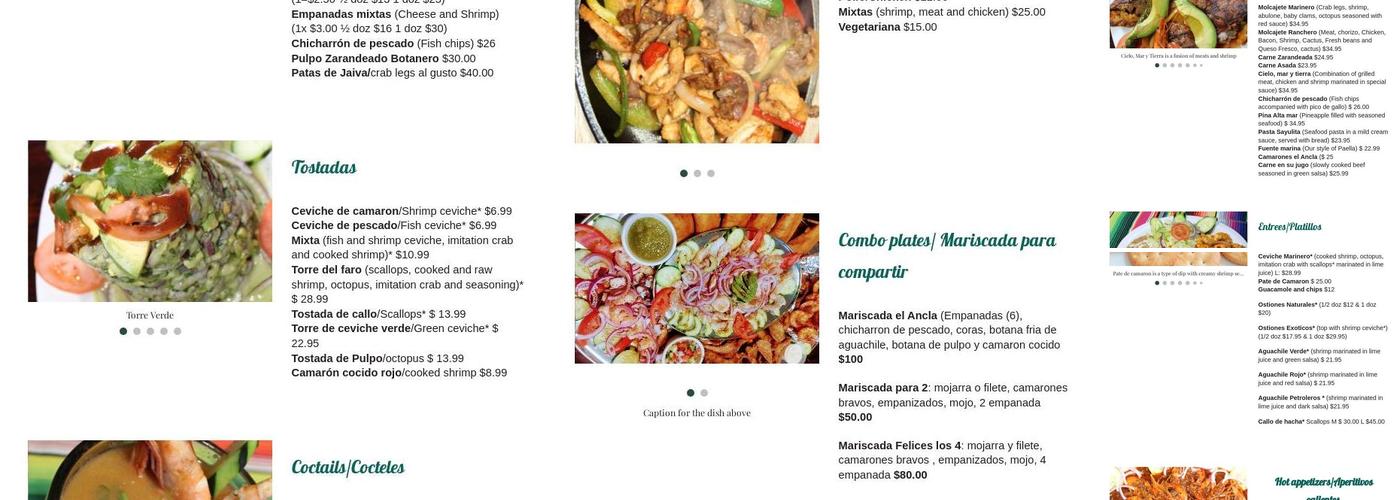 Mariscos El Ancla Mexican Seafood Menu