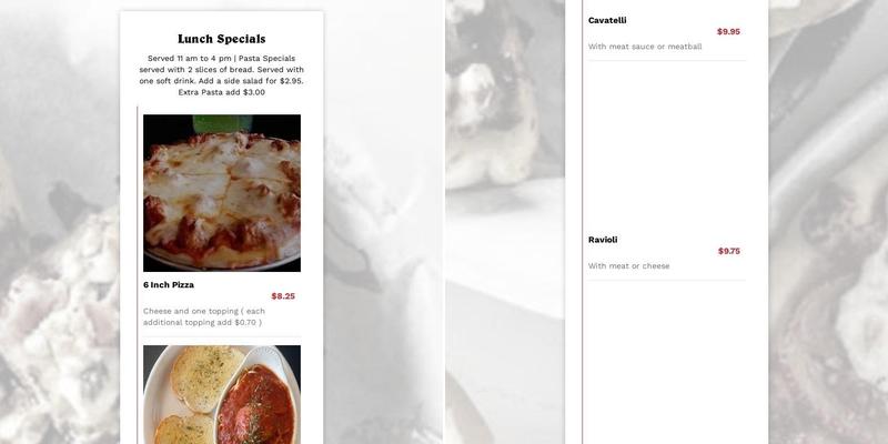 Scornovacca's Urbandale Menu