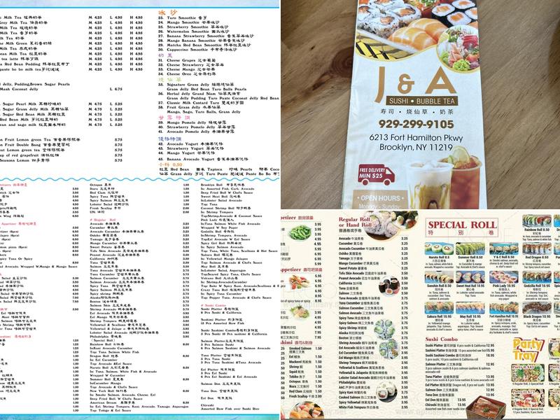 J&A sushi Menu