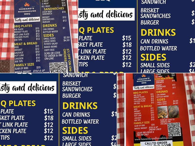 Howard's Roadhouse BBQ Menu