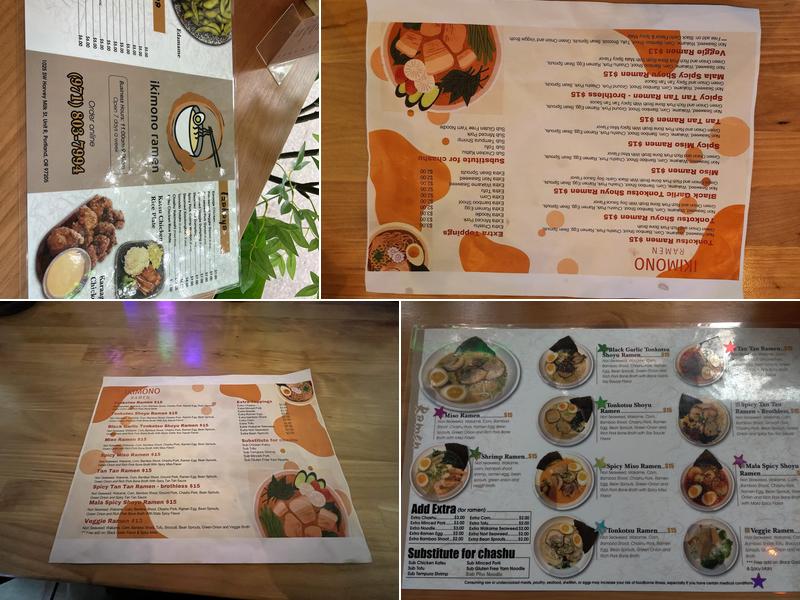 Ikimono Ramen Menu