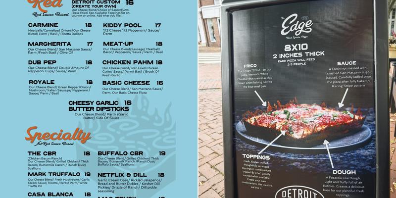 The Edge - Thick Square Pizza - Plymouth Menu