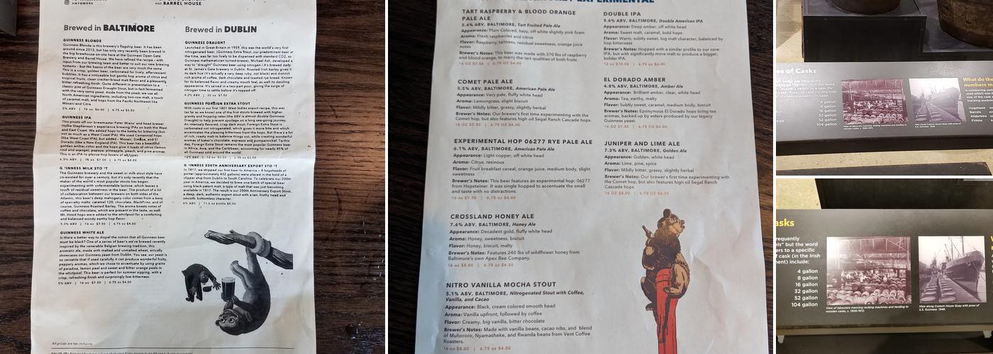 Guinness Store House Menu