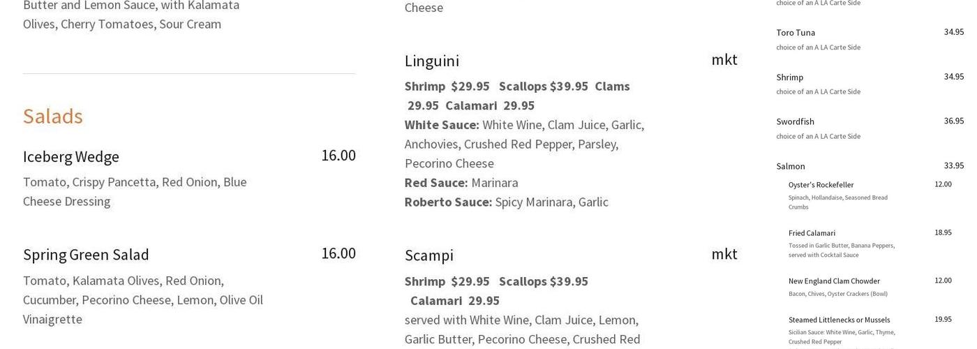 Hooked seafood Menu