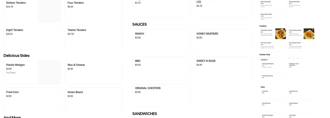 Chester's Menu