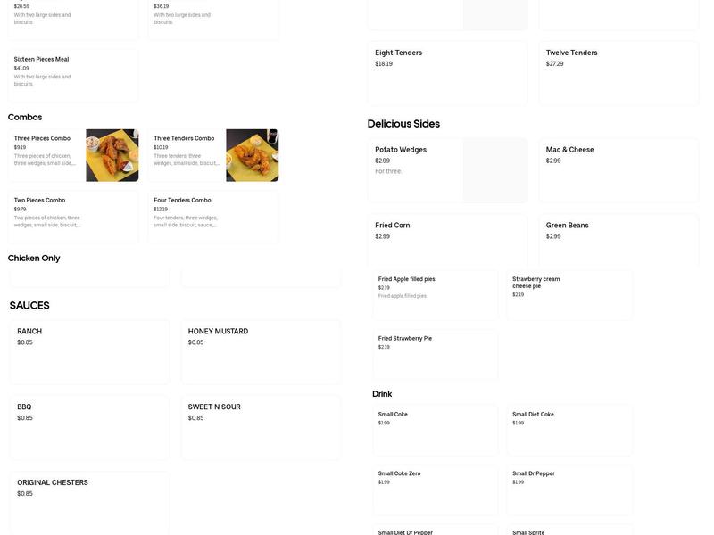 Chester's Menu