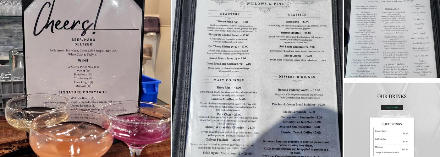 Willows & Pine Menu