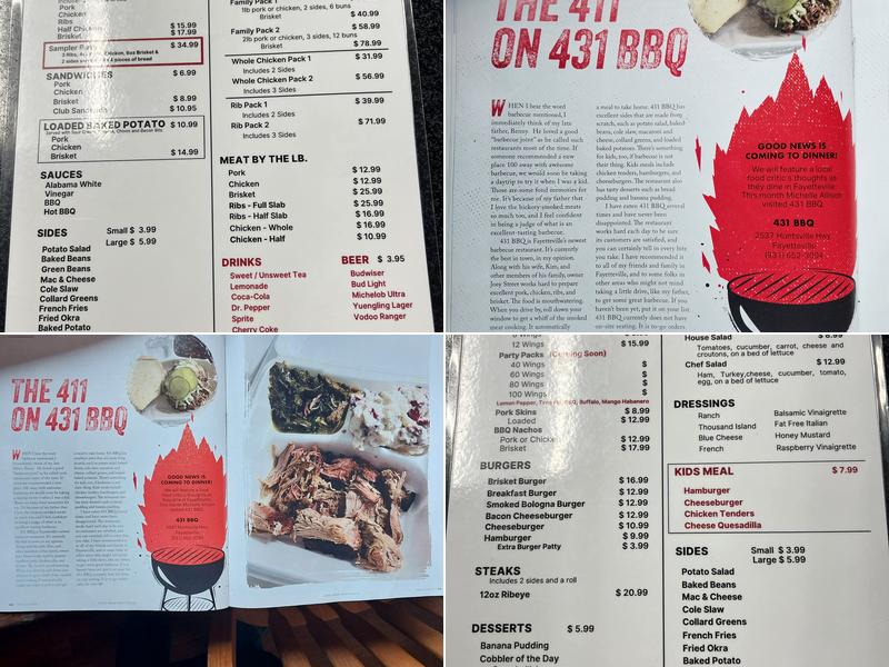 431 BBQ Menu