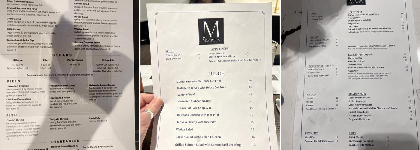 Monroe's Menu