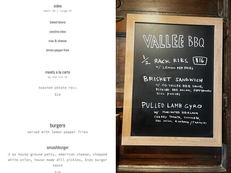 VALLEE BBQ Menu