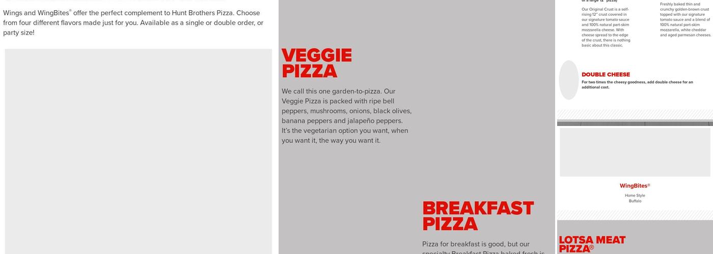 Hunt Brothers Pizza Menu
