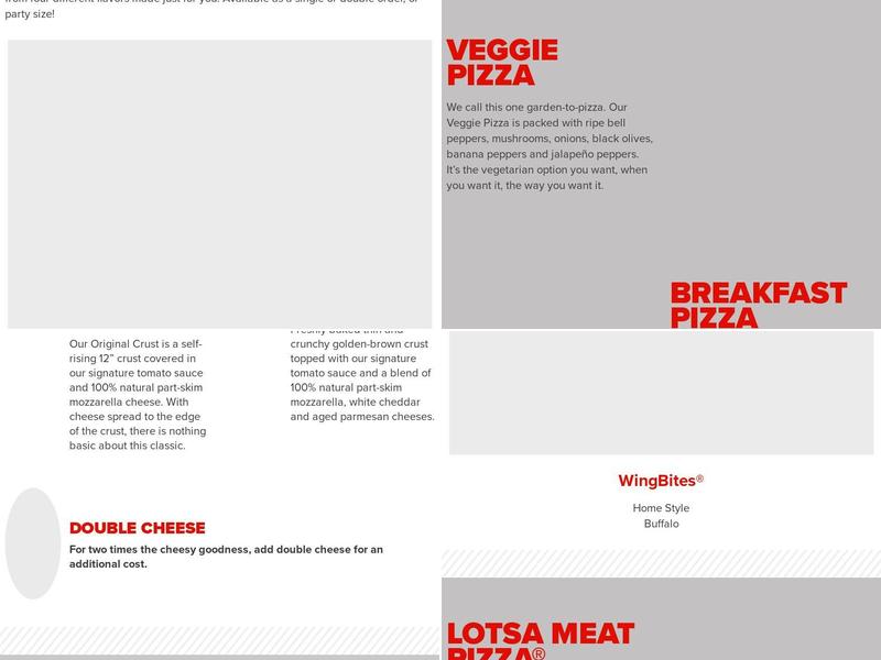 Hunt Brothers Pizza Menu