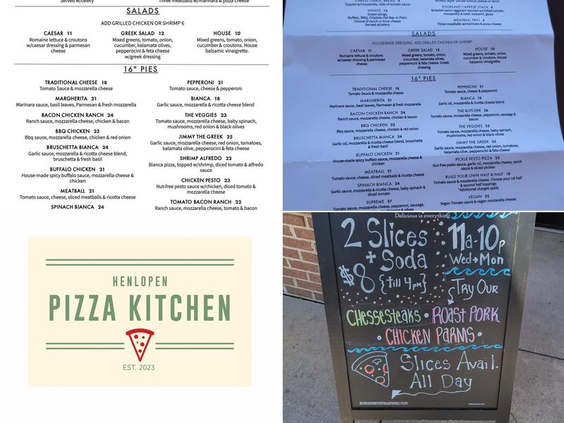 Henlopen Pizza Kitchen Menu