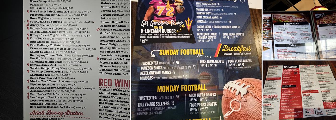 Cold Beers & Cheeseburgers Menu