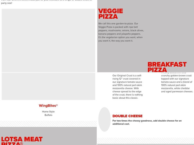 Hunt bros. Pizza Menu