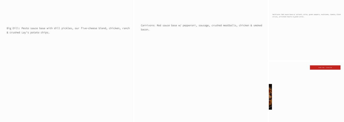 Task Force Pizza Co. Menu