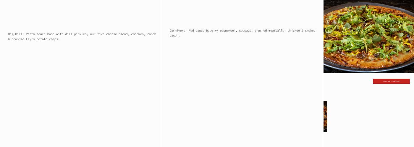 Task Force Pizza Co. Menu