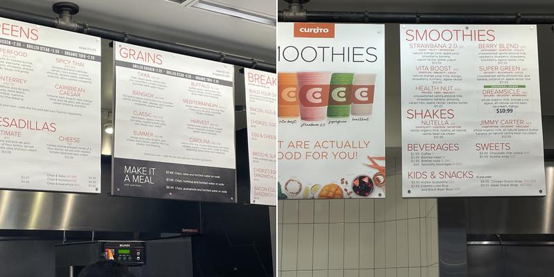 Currito Burrito Menu