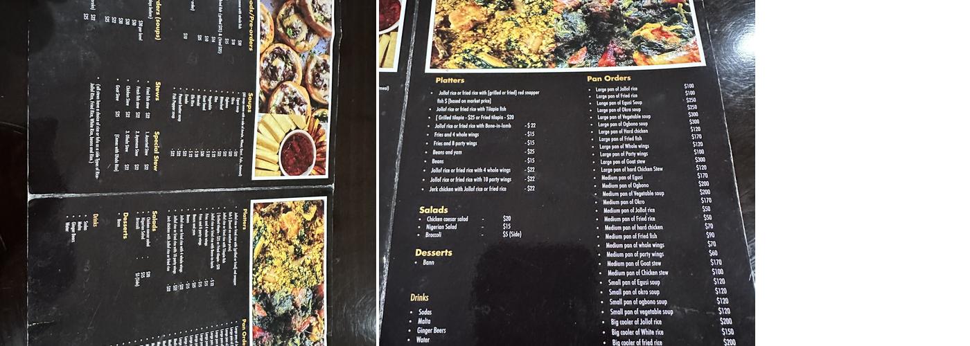 Divine Time Nigerian Cusinie Menu