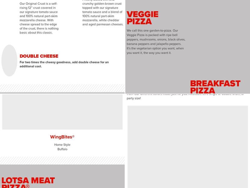 Hunt Brothers Pizza Menu