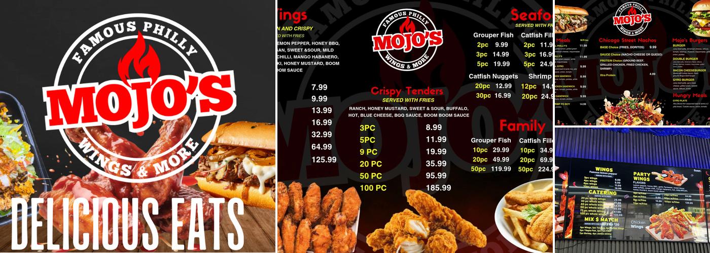 Mojo`s ( famous philly,wings&more) Menu