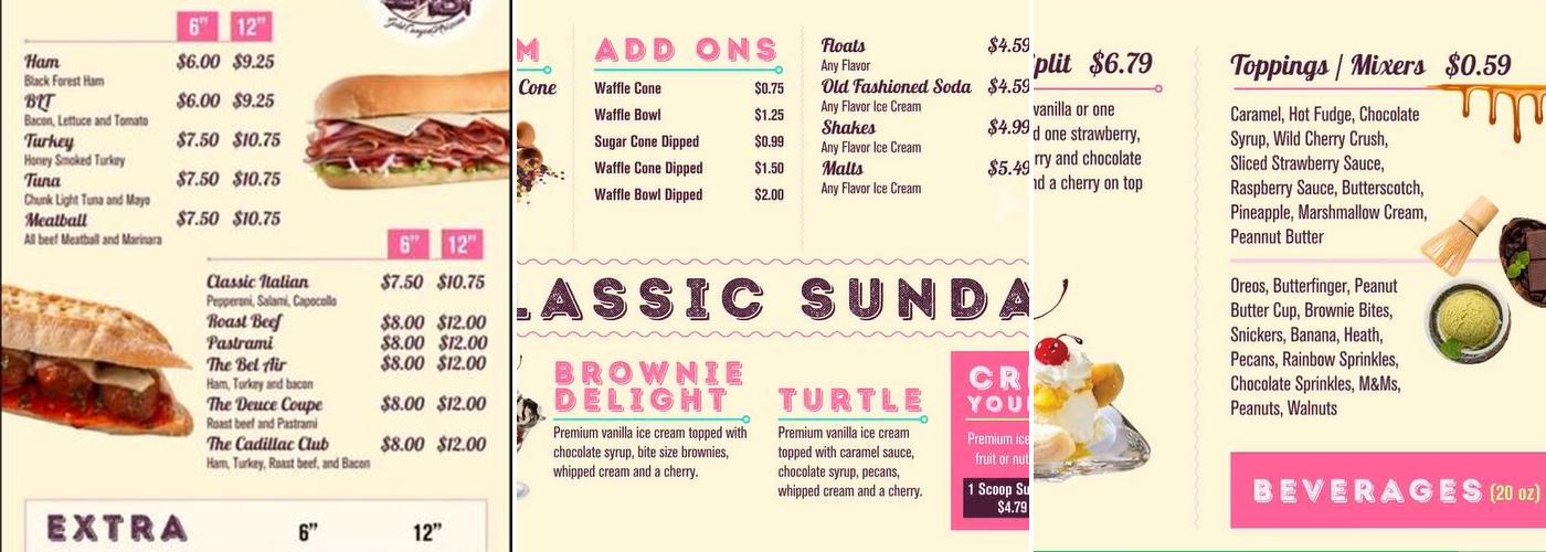 Oldie's Subs and More Menu