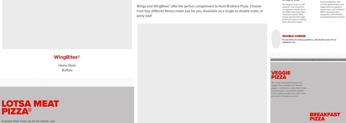Hunt Brothers Pizza Menu