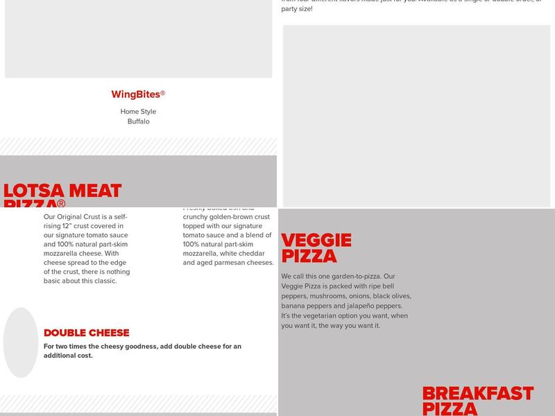 Hunt Brothers Pizza Menu
