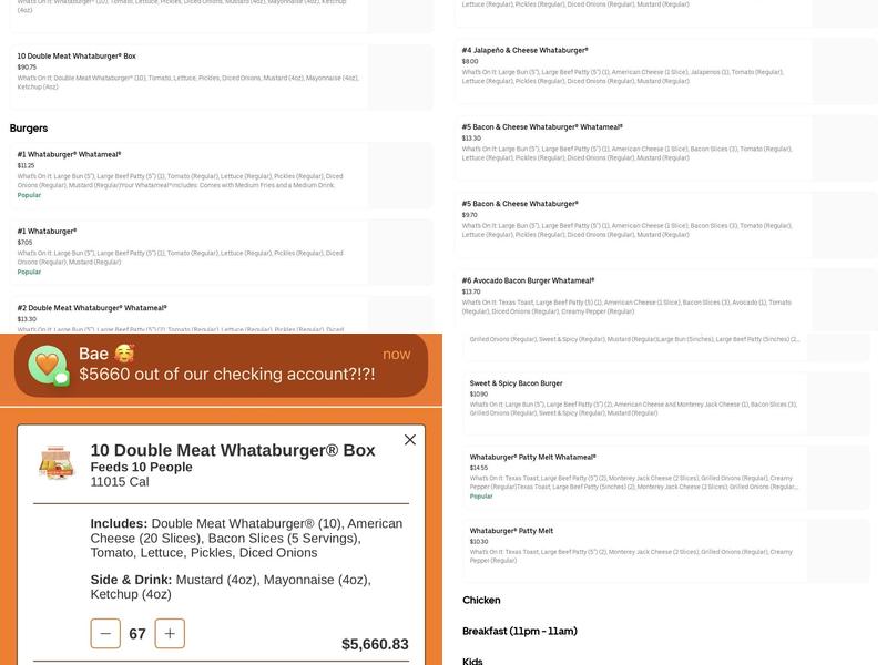 Whataburger Menu