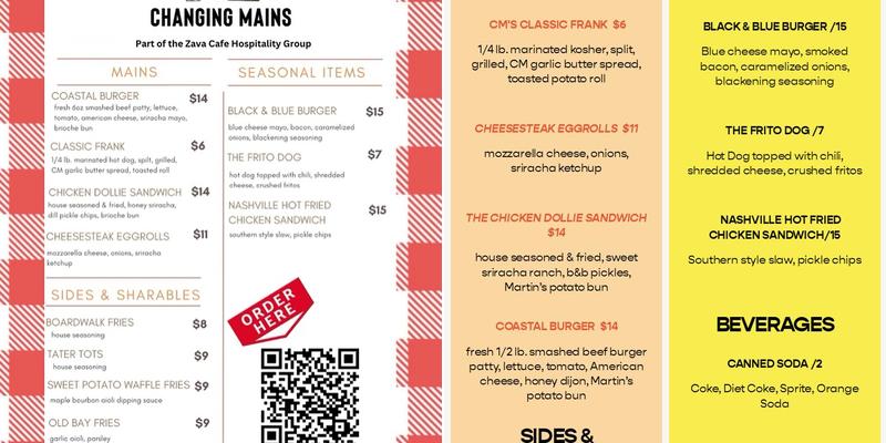 Changing Mains Food Truck Menu