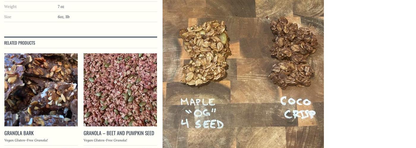 Living Smart Granola Menu