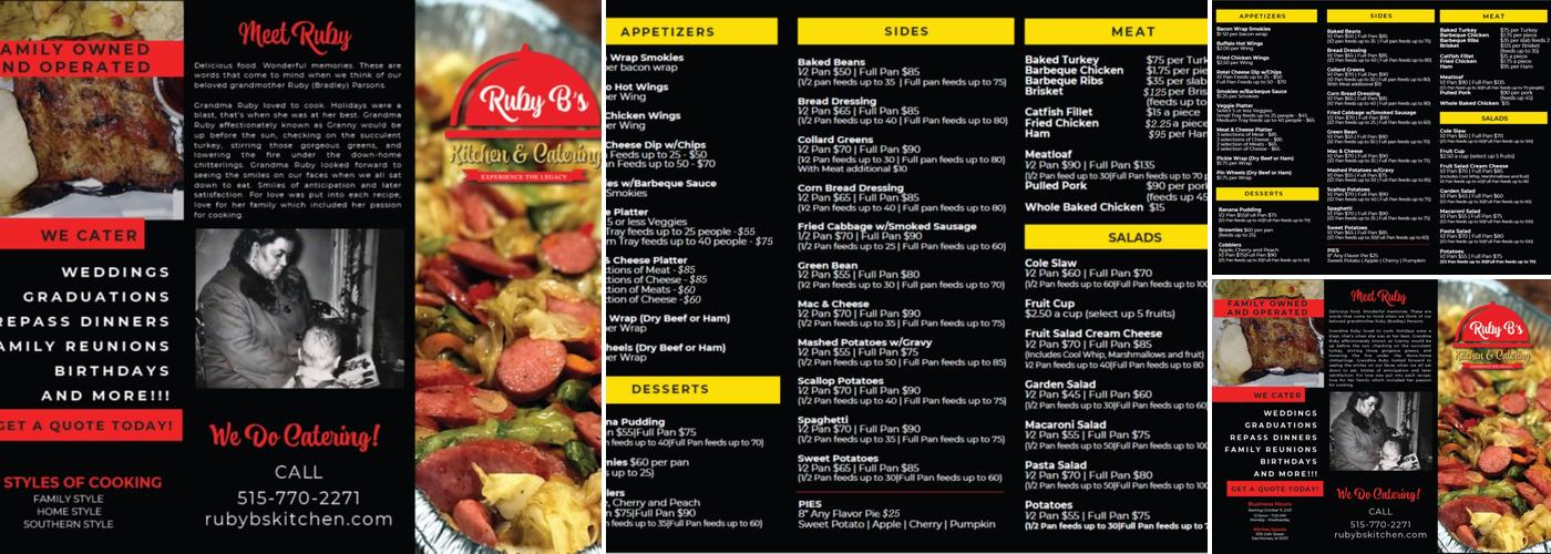 Ruby B’s Kitchen and Catering Menu