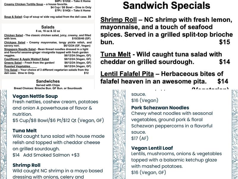 Annie's Culinary Garden Menu