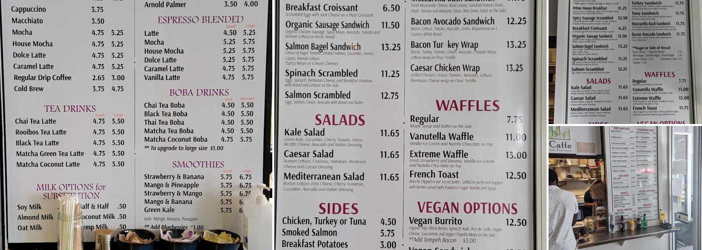 LA Prime Caffe Menu