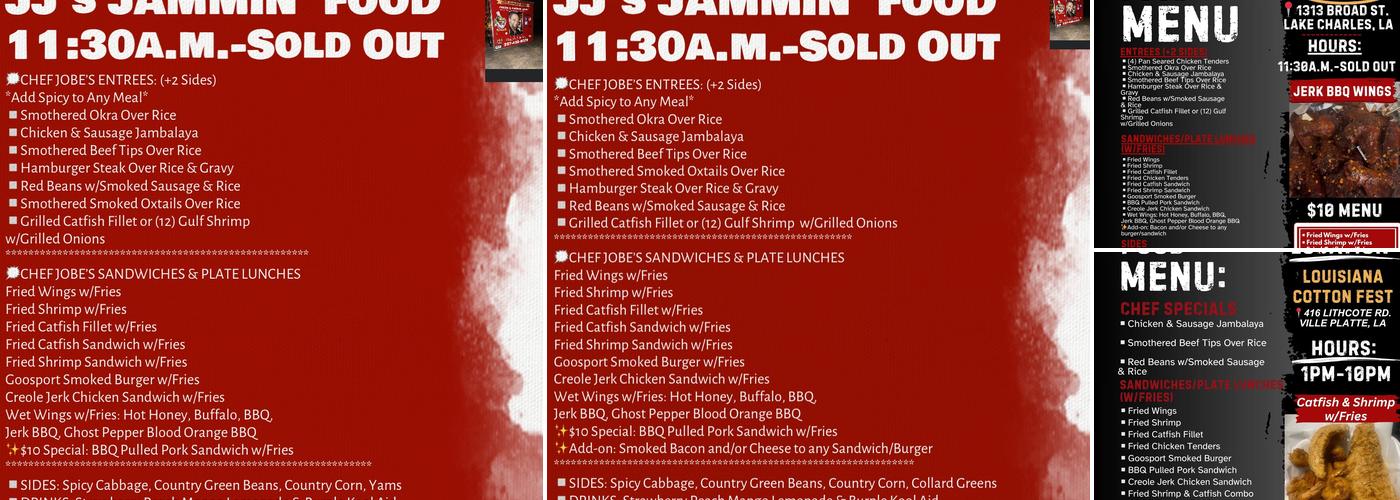 JJ's Jammin' Food Menu