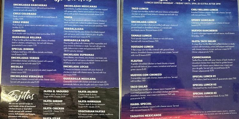 El Vaquero Mexican Grill Menu