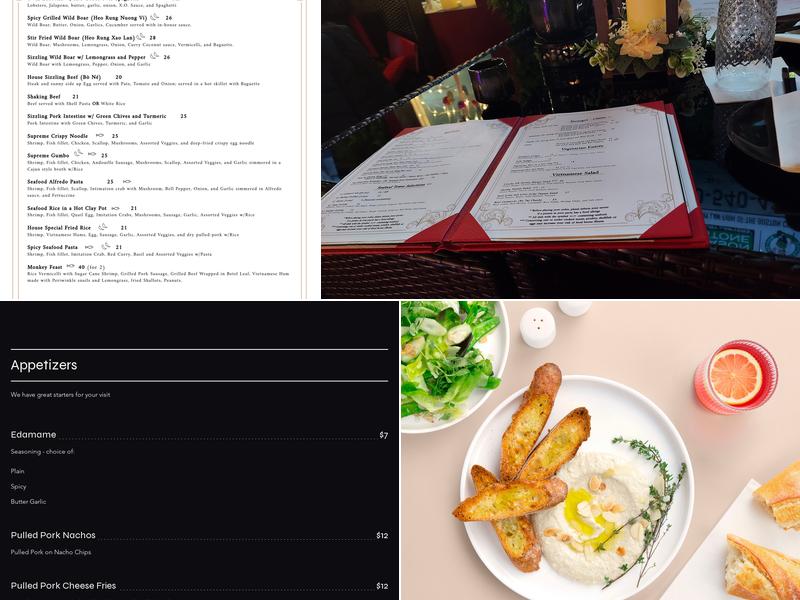Monkey Lounge Menu
