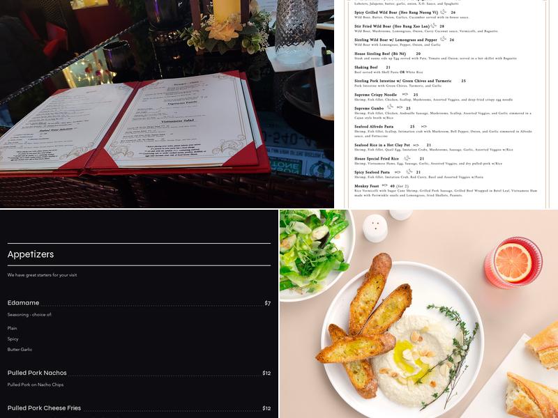 Monkey Lounge Menu