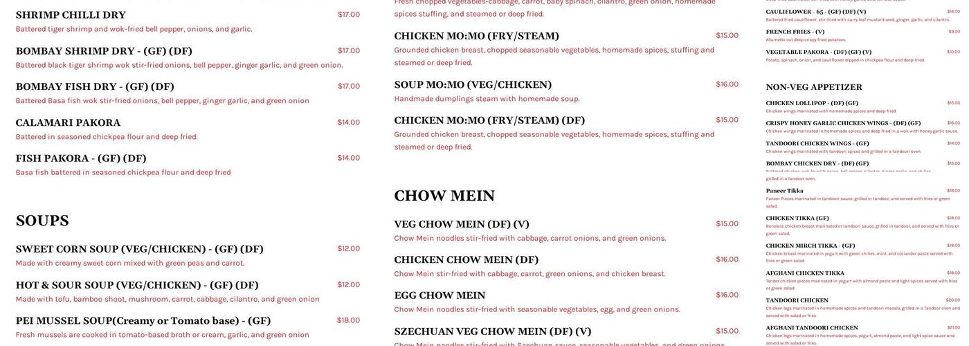 The Island Restro & Bar Menu