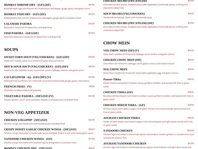 The Island Restro & Bar Menu