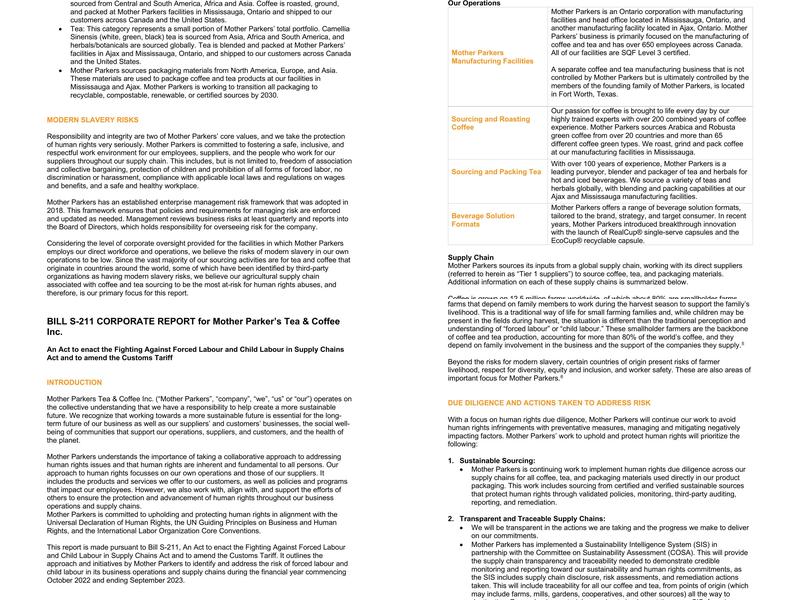 Mother Parker's Tea & Coffee Menu