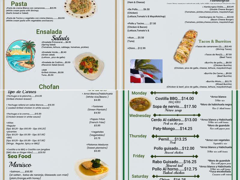 El Pilón Bar & Resturant Menu