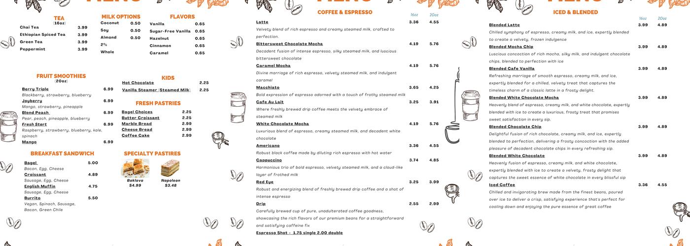 Coffee Origin Menu