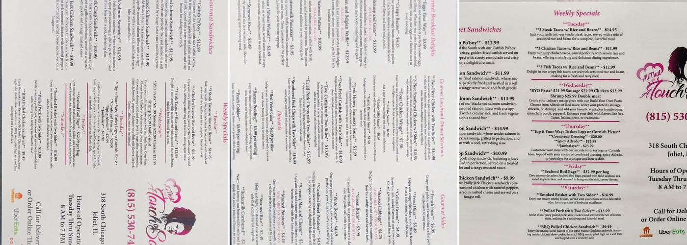 All That And A Touch of Soul Menu