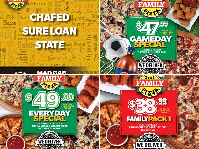 2 for 1 Family Pizza 🍕 Nipawin Menu